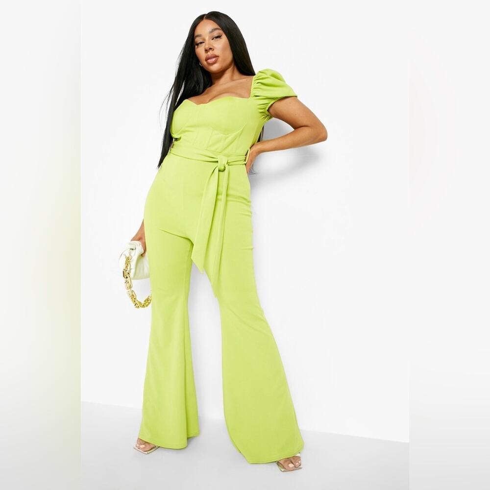 Boohoo Plus Puff Sleeve Jumpsuit